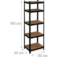Étagère Atelier Avec établi Relaxdays - 5 Niveaux, Charge 500 Kg, 180x100x60 Cm, Acier Et MDF, Noir