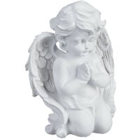 Relaxdays Décoration pour une tombe, ange priant, résiste aux UV, au gel, aux intempéries, HLP 20x15x11 cm, blanche