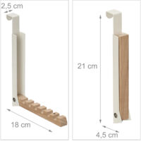 Relaxdays Portemanteau Pliable, Pour Porte De Max 2 Cm D'épaisseur, à Accrocher, 6 Cintres, Métal Et Bois, Creme