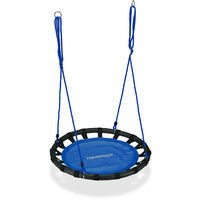 Relaxdays – Balançoire nid ronde suspendue réglable pour enfants et adultes – Ø 80 cm – Charge max 100 kg – Cadre rembourré en métal – Pour extérieur et intérieur