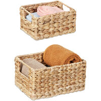 Relaxdays Lot De 2 Corbeilles à Fruits Jacinthe D'Eau Nature - Panier Déco Bohème 7x34x24 Cm