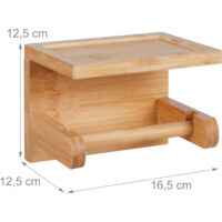 Lot Support Papier Toilette + Rangement Bambou - Pour 4 Rouleaux - Fixation Murale Et Libre - 3