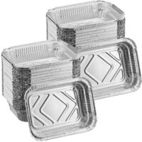 100 Barquettes Aluminium Avec Couvercles - 13x10x4.2 Cm - 260 Ml - Jetables - Pour BBQ, Gâteaux, Conservation