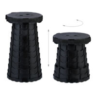 Tabouret télescopique, HLP : 44,5x25x25, réglable, avec bandoulière, siège rétractable, noir, Relaxdays | Leroy Merlin