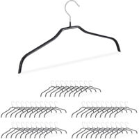 100x Cintres antidérapant en set, revêtement caoutchouc, cintres métal, chemises, robes, crochet 360°C, 42 cm, noir