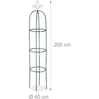 Tuteur Pyramide Relaxdays 192cm - Support Plantes Grimpantes Fer Vert Pour Jardin