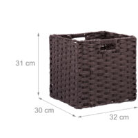 Lot De 2 Paniers Rangement Relaxdays - 31x32x30 Cm - Marron Tressé - Poignées - Pliable - Pour Linge, Jouets, Déco - 3
