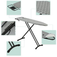 Table à Repasser Pliable Relaxdays - Réglable En Hauteur (69-88 Cm), Plateau 110 X 33 Cm - Rouge, Housse Amovible