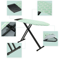 Planche à Repasser Pliable Avec Support Pour Fer, Table De Repassage Reglable En Hauteur En Acier Au Carbone Avec Couvercle Resistant A Chaleur 98115829