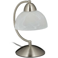 Relaxdays Lampe de table vintage, tactile, verre et fer, réglable,décoration,E14, 230 VHlP 25x15x19cm,argenté