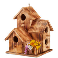 Cabane Oiseaux Extérieur Nichoir à Oiseaux En Bois Navaris 23,5x15x12 Cm - Cabane à Mésanges à