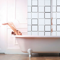 Relaxdays Store de douche Carré, 80x240 cm, Rideau de douche, baignoire bain store, fixation plafond, semi-transparent