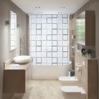 Relaxdays Store de douche Carré, 80x240 cm, Rideau de douche, baignoire bain store, fixation plafond, semi-transparent