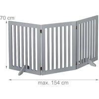 Relaxdays Barrière de sécurité Non Fixe, Porte, Pliable, Pieds, H x L : 70  x 154 cm, pour Enfants et Chiens, Blanche