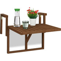 Relaxdays Table de balcon, rabattable, à suspendre, lxP: 60x45 cm, réglable en hauteur, marron foncé.