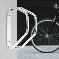 4x Râteliers vélo VTT HxlxP 32,5 x 9 x 28,5 cm système range vélo Parking support 1 vélo Métal mural, argent
