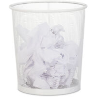 Corbeille papier, lot de 3, pour bureau & chambre ado, ouverte,ronde, fil de fer, poubelle, en métal, HxD 28x26cm,blanc