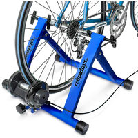 Relaxdays Home trainer vélo pliable 6 niveaux de résistance entraînement 26-28 pouces 120 kg max, bleu