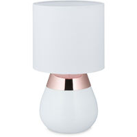 Relaxdays Lampe de chevet tactile, éclairage salon et chambre, abat-jour  tissu, E14, H x D : env. 32 x 18 cm, rose