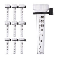 Lot de 10 pluviomètres, à fixation, Compteur pour le jardin, gros affichage, 35 mm/m², plastique, transparent