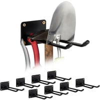 Supports appareils mural, lot de 9, crochet double, pour balais, porte bêches à visser, en acier, 24 cm, noir