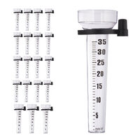 Lot de 20 pluviomètres, à fixation, Compteur pour le jardin, gros affichage, 35 mm/m², plastique, transparent