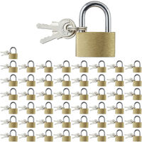 Cadenas en lot de 20, 2 clés chacun, hauteur : 35 mm, cadenas pour valise  ou casier, en acier, doré