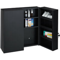 Relaxdays – Armoire à pharmacie XXL verrouillable en acier – 11 étagères – Dimensions H 53,5 x L 53 x P 19 cm – Double porte anthracite