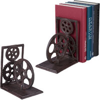 Serre-livres, lot de 2, presse-livres en fonte, range-livres, décoration vintage, pellicule, HxlxP: 16x13x10 cm, brun