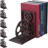 Serre-livres, lot de 6, presse-livres en fonte, range-livres, décoration vintage, pellicule, HxlxP: 16x13x10 cm, brun