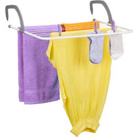 Relaxdays Étendoir, sèche-linge à accrocher, pour balcon, radiateur & camping, peu encombrant, 7 cordes séparées, blanc