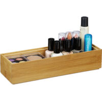 4x Boîtes de rangement en bambou, empilable, apparence naturelle, caisse de cuisine, HxLxP : env. 6,5x15x15 cm, nature