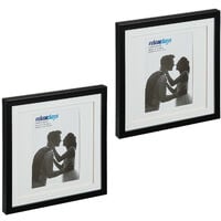 Relaxdays Cadre photo, lot de 2, 25x25 cm, format portrait ou paysage, à accrocher ou poser, passe-partout, noir