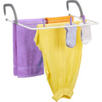 Étendoir, lot de 2, sèche-linge à accrocher, pour balcon, radiateur & camping, peu encombrant, 7 cordes séparées, blanc