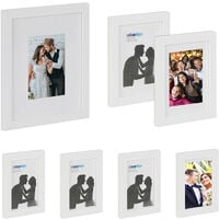 Relaxdays Cadre photo, lot de 7, plusieurs tailles, format, à accrocher ou poser, passe-partout, blanc