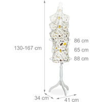Mannequin Couture Relaxdays Réglable - Hauteur 130-167cm, Buste 86cm, Pied Bois, Motifs Paris, Crème
