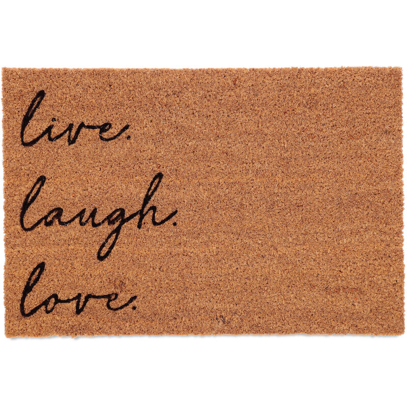 Relaxdays Zerbino in Fibra di Cocco, 60 x 40 cm, Live, Laugh, Love