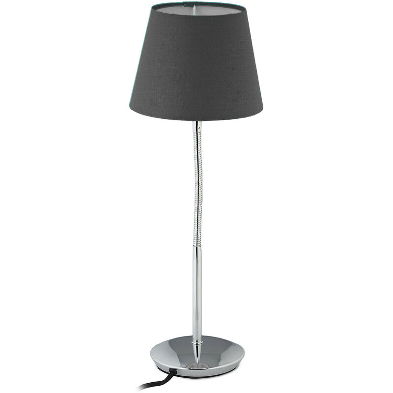 Relaxdays Lampada da Tavolo Vintage, Abat Jour da Comodino, Paralume in  Stoffa, Base in Metallo, Attacco E14, Grigio