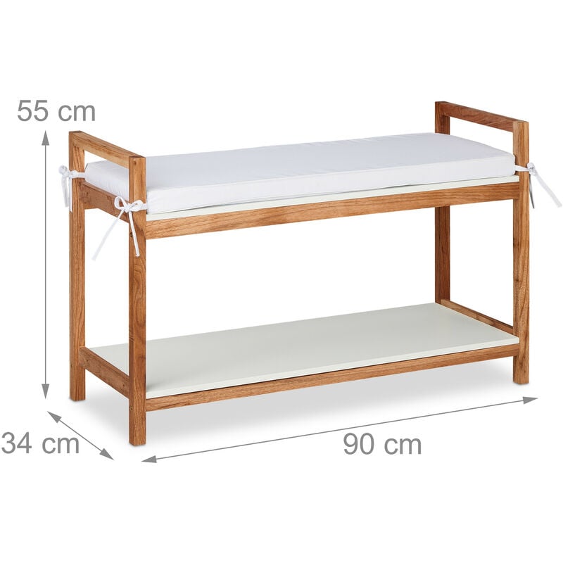 Storage Bench SoBuy bianco legno 2 Tiers scarpiera con seduta imbottita  FSR25-HG