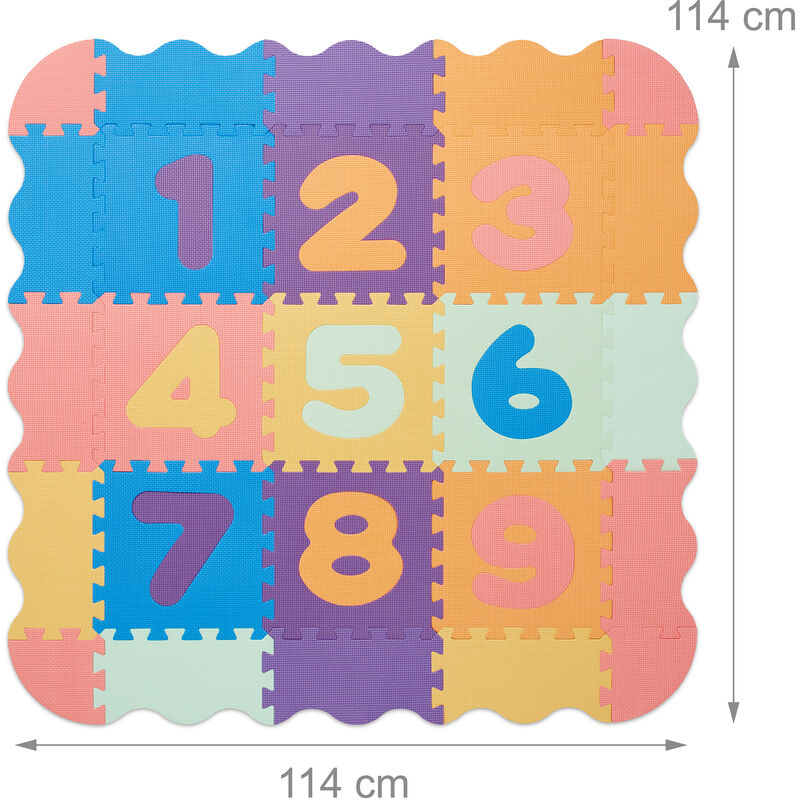 Relaxdays Tappeto Gioco Bambini, Puzzle 34 Tasselli con Bordi Rialzati,  Tappetino per Gattonare, Tappetone, Colorato