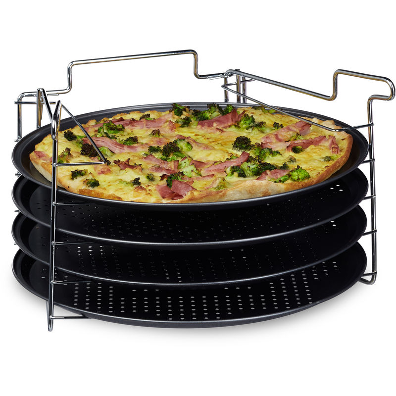 YushengTai Teglia per pizza rotonda, 28 cm, set da 4 teglie per pizza con  rivestimento antiaderente, sana, atossica, facile da pulire, per cuocere e  servire : : Casa e cucina