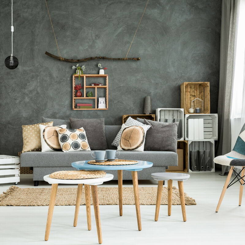 Relaxdays Natura Scaffale pensile Colore Naturale Legno HxLxP 68,5x60x24 cm Stile Vintage-retrò 2 Ripiani Libreria Mensola a Muro Beige 