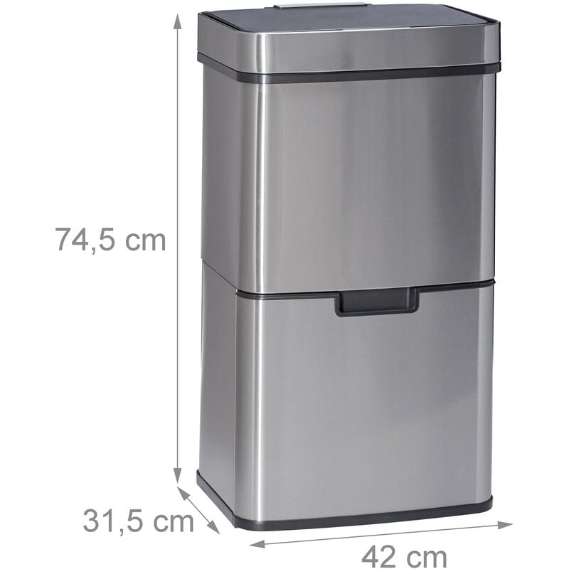 Cestino automatico a sensore da 80 L realizzato in acciaio inox argentato  VidaXL - Habitium®