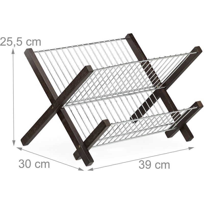 Scolapiatti da avvitare in acciaio antracite L 60 x H 39 x P 26 cm