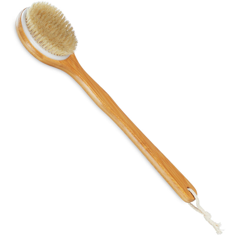 Relaxdays Spazzola Schiena Doccia, Testa Rotonda Massaggiante, Body  Brushing con Manico Lungo 40 cm, Naturale Crema