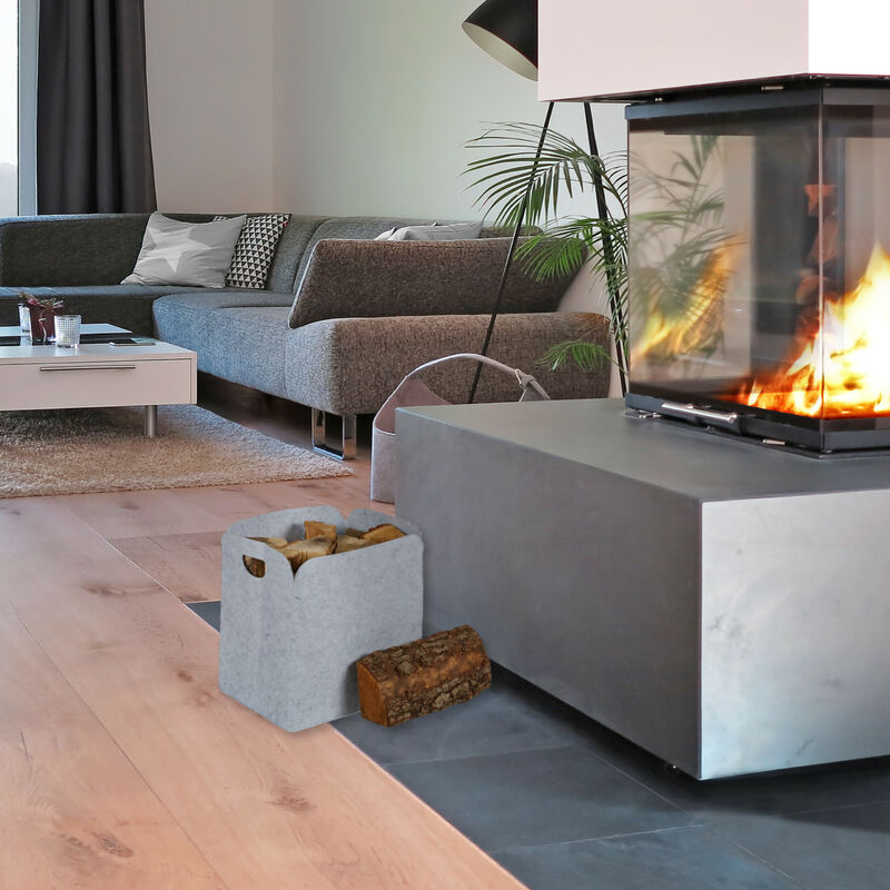 Set Di 2 Cesti Portaoggetti In Feltro Relaxdays - Grigio Chiaro 30x30x23 Cm - Per Ordine In Casa - Foto 2