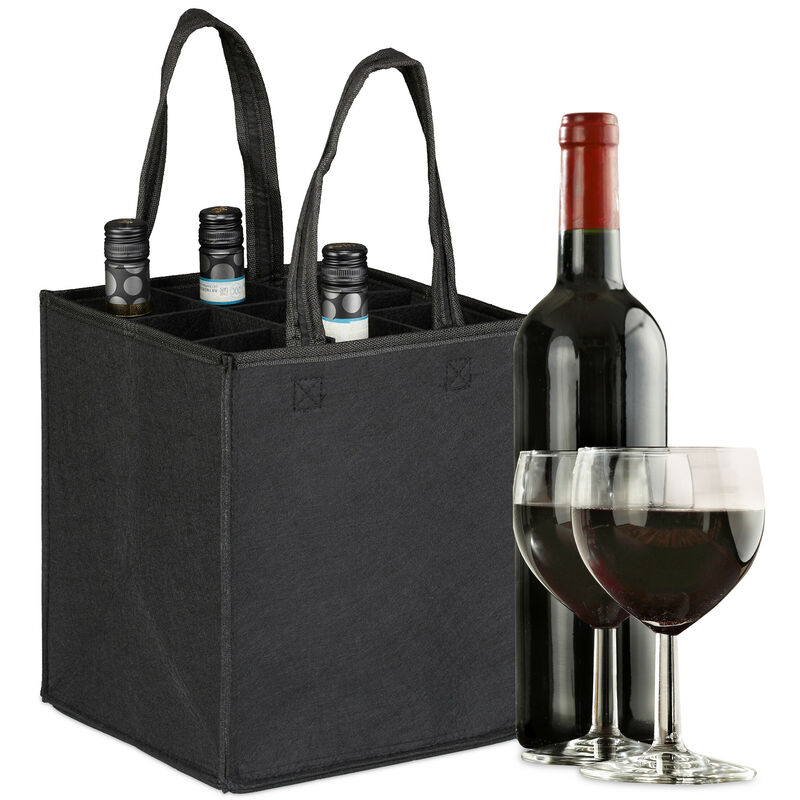 Borsa Porta Bottiglie Vino Acqua in Feltro, Borsa Bottiglie