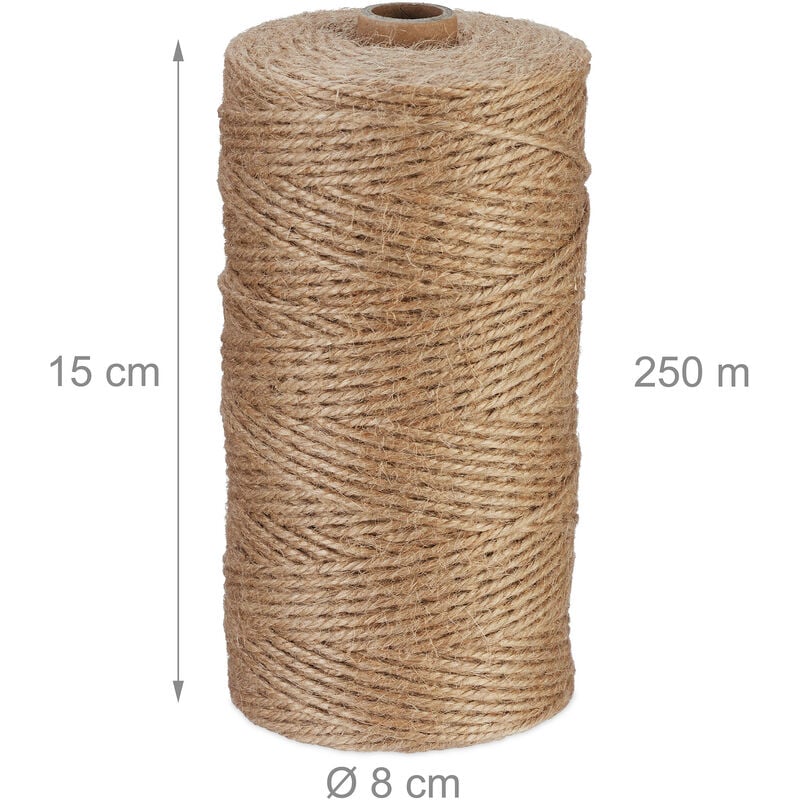 GRÜNTEK Spago di Iuta naturale 2mm. 2 Rotoli da 100 m. Corda