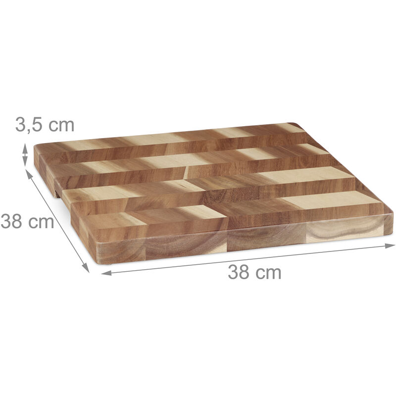 Tagliere in legno massello 40X25 H 3,8 cm con maniglie in acciaio