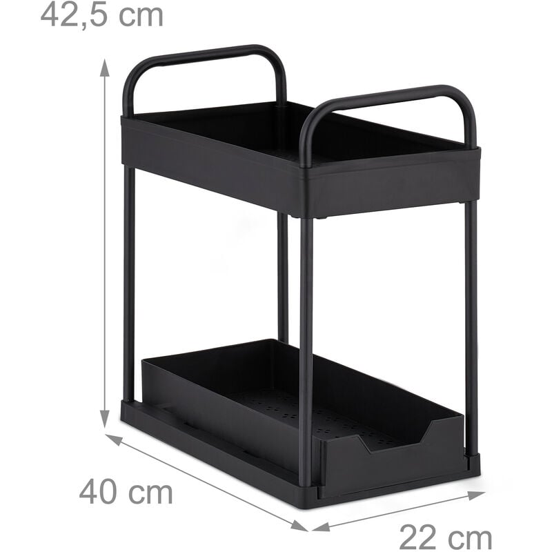 Relaxdays Organizer Mobile Sottolavello, Set da 2 Scaffali a 2 Ripiani, 4  Ganci, Prodotti Pulizia, 32x40x22